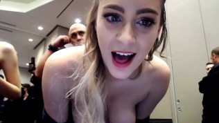 Girl is mickey mouse ear swallowing a dildo on comic con
