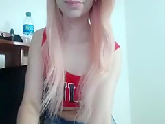 Crazy Homemade Shemale record with Blonde, Masturbation scenes