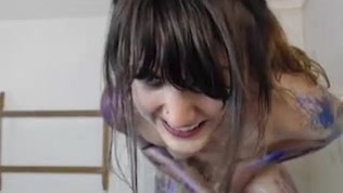 Crazy girl masturbate in the shower