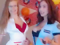 Two beauties ALibbi, dressed in police and nurses